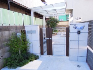 使い易くオシャレにすっきり整った門周り 武蔵野市関前 東京の外構 エクステリア工事 ライズエクステリア